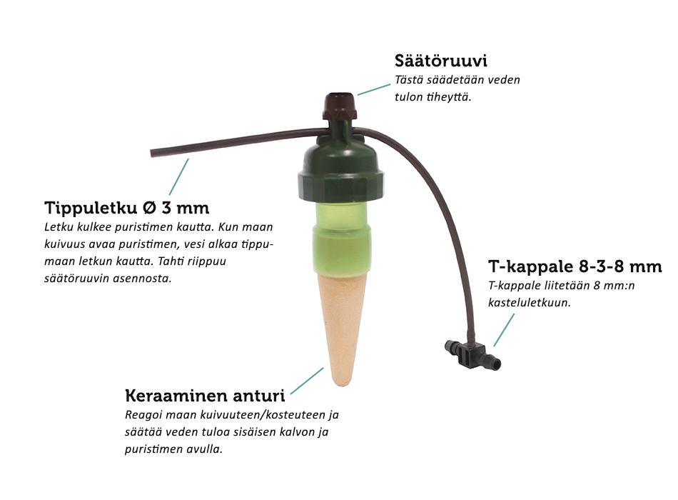 Blumat kastelujärjestelmä, kasvihuoneen kastelu, taimien kastelu, tippukastelu