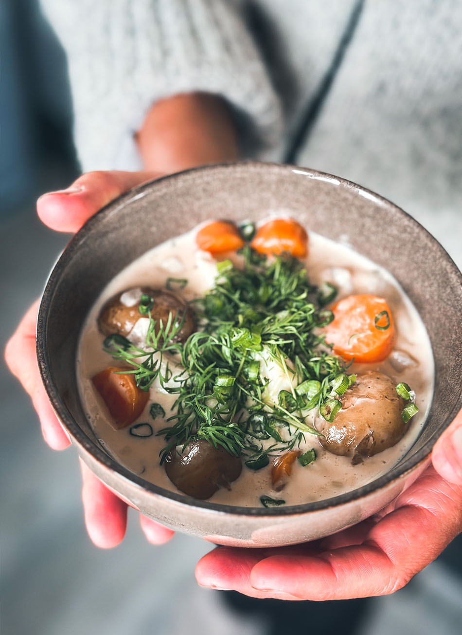 T ytel inen Haukikeitto Hauki Confit Karamellisoiduilla Juureksilla 