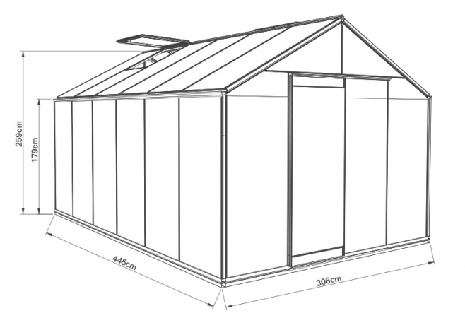 Växthus ACD Retro 13,6 m² säkerhetsglas, svart stomme