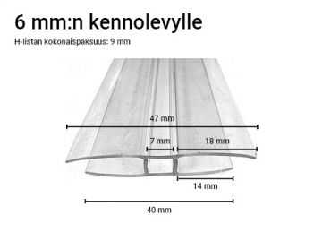 H-profi till 6 mm platta, längd 150 cm