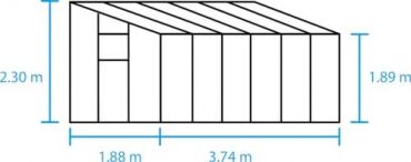 Växthus Halls Qube Lean-to 7,0 m² säkerhetsglas, svart stomme