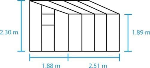 Växthus Halls Qube Lean-to 4,7 m² säkerhetsglas, svart stomme