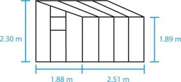 Kasvihuone Halls Qube Lean-to 4,7 m² turvalasilla, musta runko