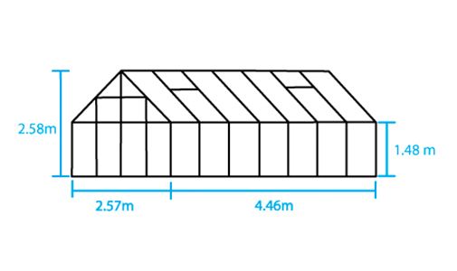 Kasvihuone Halls Magnum 11,5 m² turvalasilla, musta väri