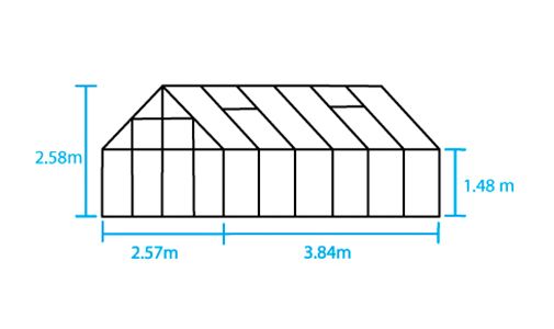 Kasvihuone Halls Magnum 9,9 m² turvalasilla, musta väri