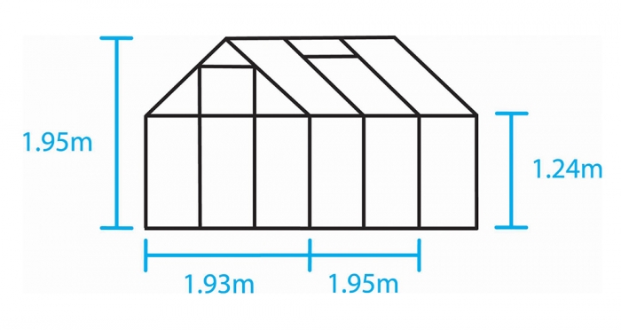 Kasvihuone Halls Popular 3,8 m² lasilla, vihreä väri