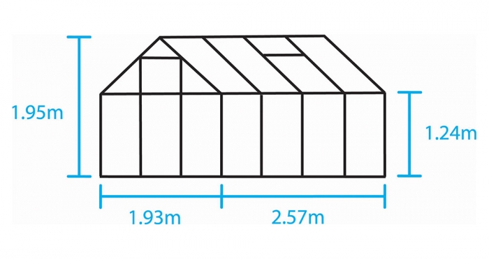 Kasvihuone Halls Popular 5,0 m² lasilla, vihreä väri