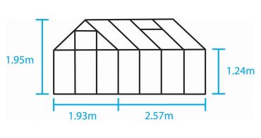 Växthus Halls Popular 5,0m² glas, grön färg