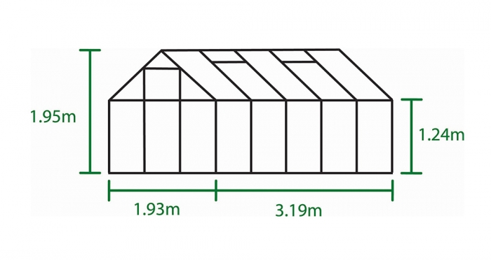 Växthus Halls Popular 6,2 m² isolerplast aluminium