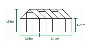 Växthus Halls Popular 6,2 m² isolerplast aluminium