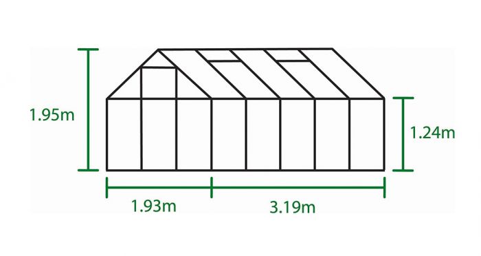 Kasvihuone Halls Popular 6,2 m² turvalasilla alumiini