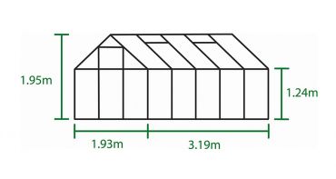 Växthus Halls Popular 6,2 m² säkerhetsglas, aluminium