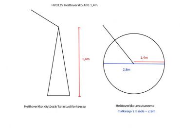 Heittoverkko 9mm säde 1,4 m lanka 210/4 valkoinen