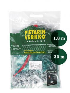 Fisknät  45mm 1,8m IronSilk längd 30m, Pietari dubbelteln