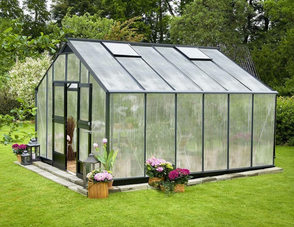 Växthus Juliana Gardener 16,2 m² 10 mm isolerplast, antracit/svart färg