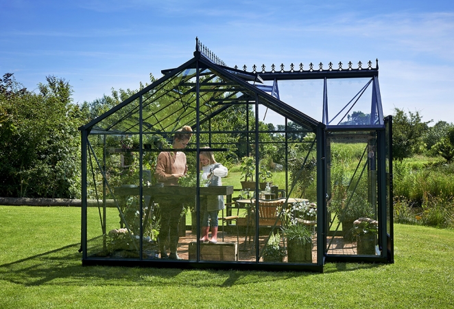 Kasvihuone Juliana Orangeri 15,2 m² 3mm turvalasilla, antrasiitti/musta väri
