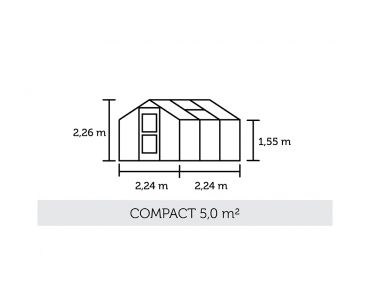 Kasvihuone Juliana Compact 5,0 m² turvalasilla, antrasiitti/musta runko