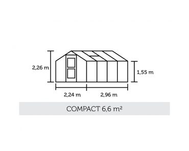 Växthus Juliana Compact 6,6 m² säkerhetsglas, antrasit/svart stomme