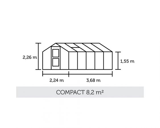 Kasvihuone Juliana Compact 8,2 m² 10 mm kennolevyllä, antrasiitti/musta runko