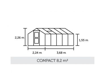 Växthus Juliana Compact 8,2 m² isolerplast, antrasit/svart stomme