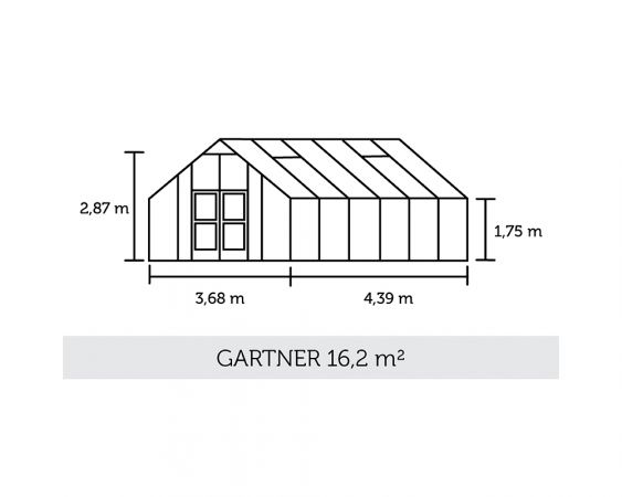 Växthus Juliana Gardener 16,2 m² 10 mm isolerplast, alu/svart färg