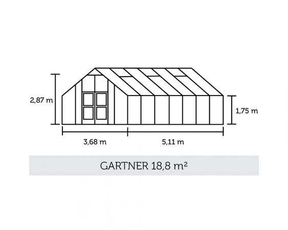 Kasvihuone Juliana Gardener 18,8 m² 10 mm kennolevyllä