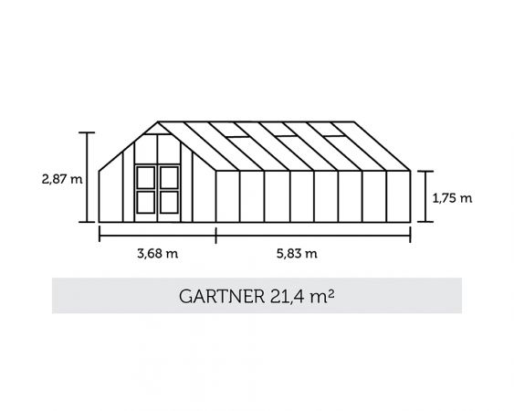 Växthus Juliana Gardener 21,4 m² säkerhetsglas, antracit/svart färg