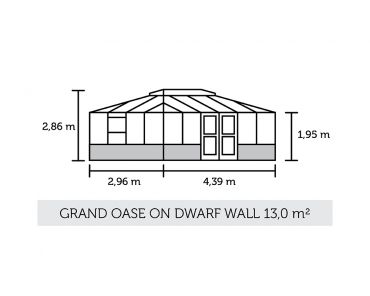Växthus Juliana Grand Oasis 13,0 m² till mur, säkerhetsglas, antracitgrå