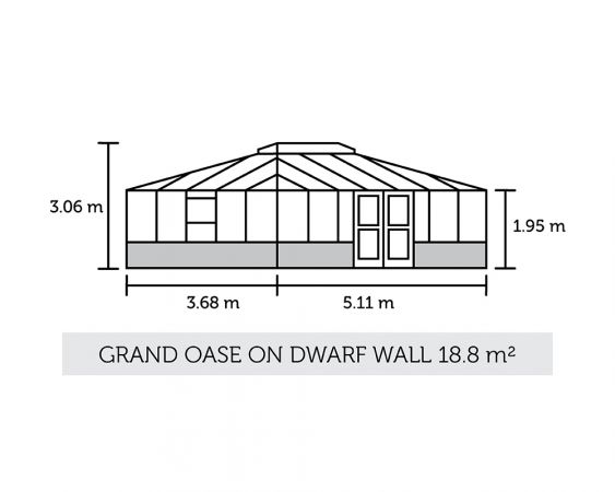 Växthus Juliana Grand Oasis 18,8 m² till mur, säkerhetsglas, antracitgrå