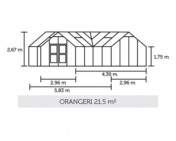 Växthus Juliana Orangeri 21,5 m² säkerhetsglas, antracit/svart färg