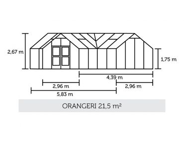 Växthus Juliana Orangeri 21,5 m² säkerhetsglas, antracit/svart färg