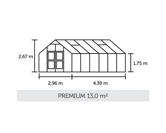 Växthus Juliana Premium 13,0 m² säkerhetsglas, antracit/svart färg