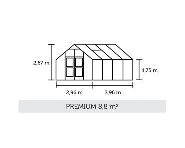 Växthus Juliana Premium 8,8 m² 10mm isolerplast. alu/svart färg