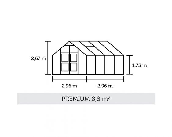 Växthus Juliana Premium 8,8 m² säkerhetsglas, alu/svart färg