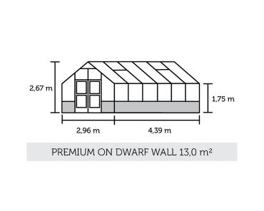 Kasvihuone Juliana Premium 13,0 m² muurille, turvalasilla, antrasiitti/musta