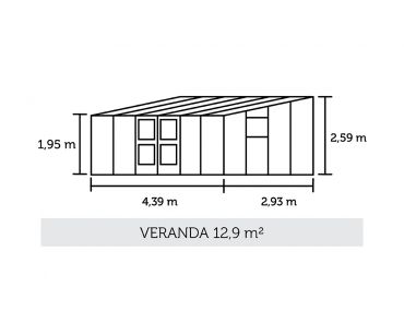 Kasvihuone Juliana Veranda 12,9 lasilla