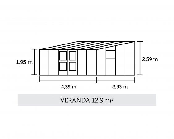 Växthus Juliana Veranda 12,9 m² säkerhetsglas, antracit/svart färg