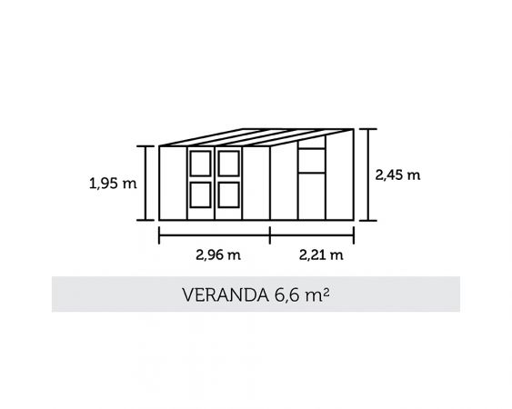 Kasvihuone Juliana Veranda 6,6 m² turvalasilla, antrasiitti/musta väri