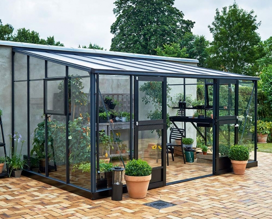 Växthus Juliana Veranda 12,9 m² säkerhetsglas, antracit/svart färg