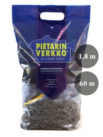 Fisknät 50mm 1,8m garn 0,14 längd 60m, Pietari dubbelteln