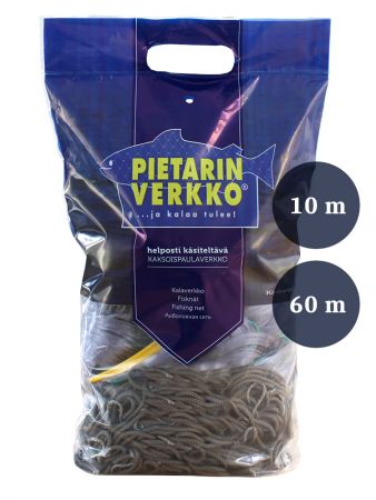 Fisknät 50mm 10,0m garn 0,20mm längd 60m, Pietari dubbelteln