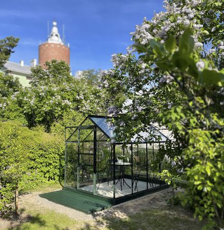 Växthus Halls Popular 5,0m² glas, grön färg