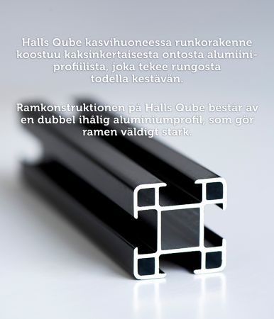 Växthus Halls Qube 6,4 m² säkerhetsglas, svart stomme