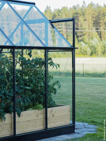 Växthus Halls Qube 5,1 m² säkerhetsglas, svart stomme