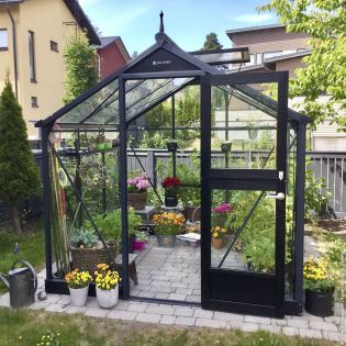 Växthus Juliana Compact 5,0 m² säkerhetsglas, antrasit/svart stomme 