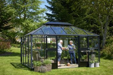 Modellväxthus Helsingfors Juliana Grand Oasis 13,0 m² säkerhetsglas, antracitgrå