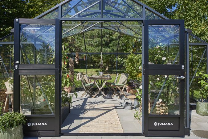 Växthus Juliana Orangeri 21,5 m² säkerhetsglas, antracit/svart färg