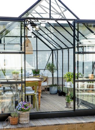 Kasvihuone Halls Magnum 11,5 m² turvalasilla, musta väri