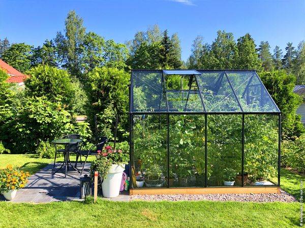 *ERBJUDAN* Växthus Halls Qube 5,1 m² säkerhetsglas, svart stomme