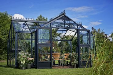 Växthus Juliana Orangeri 15,2 m² säkerhetsglas, antracit/svart färg